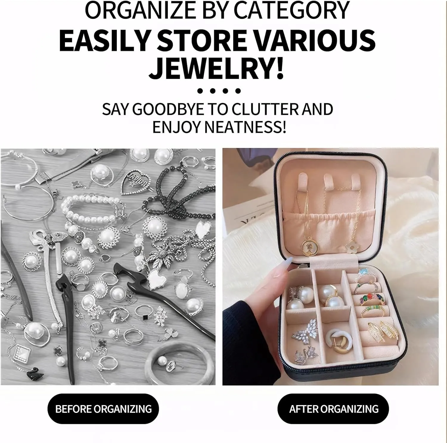 Small Jewelry Box Travel Jewelry Case Portable PU Leather for Girls Women Jewelry Organizer with Mirror, Storage Earring, Necklace, Rings, Neon Butterfly