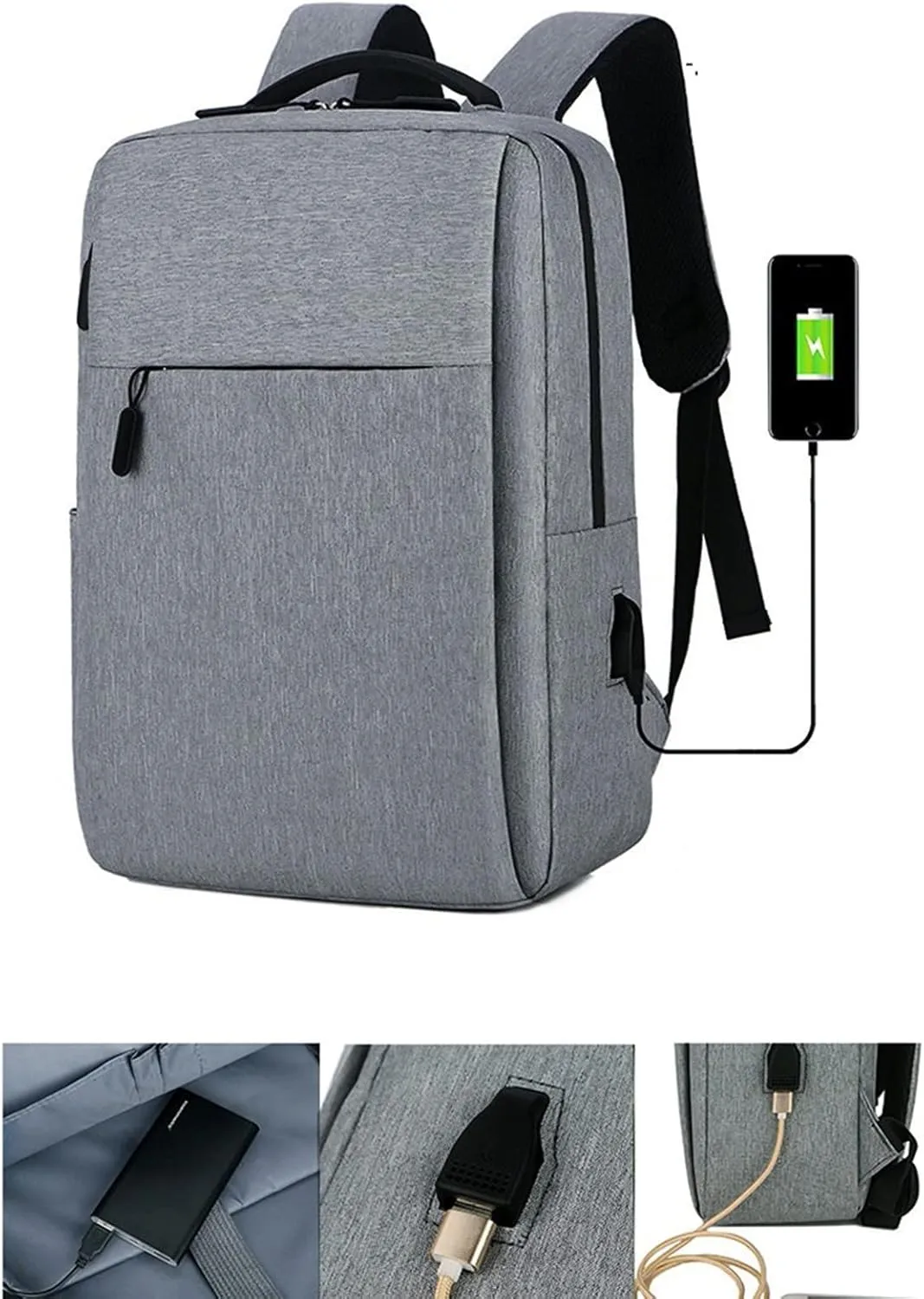 Soft Leather Purses for Women Transparent Practical Large Capacity Zipper Backpacks Lightweight Nylon Backpacks(Grey)