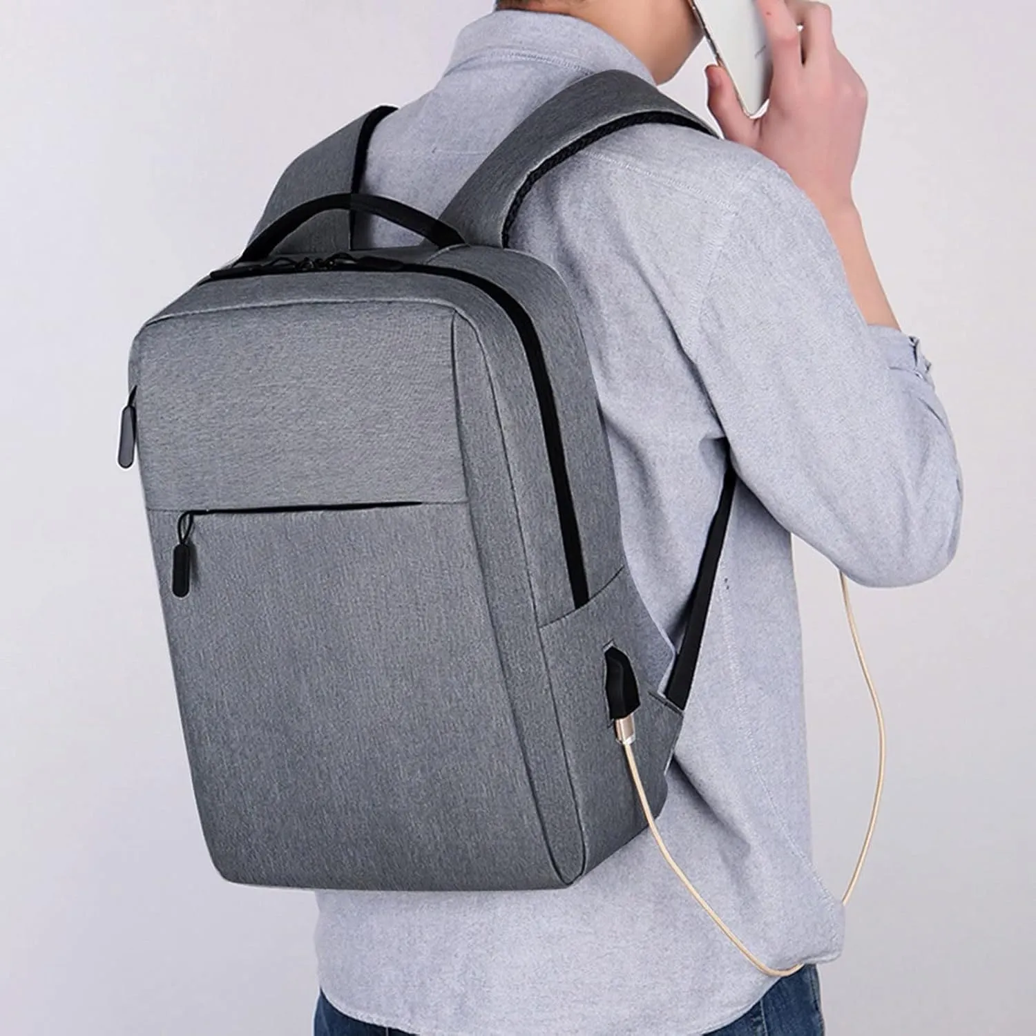 Soft Leather Purses for Women Transparent Practical Large Capacity Zipper Backpacks Lightweight Nylon Backpacks(Grey)