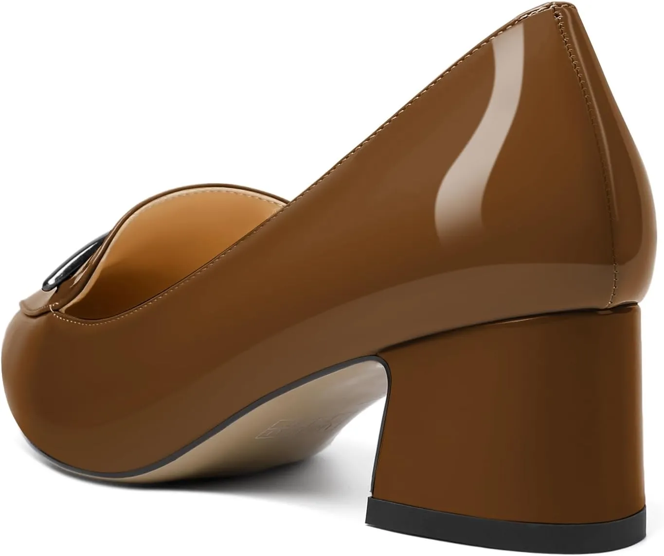 Soireelady Womens Block Heel Low Chunky Heels, Pointed Toe Loafer Heels Slip On Dress Shoes 2''
