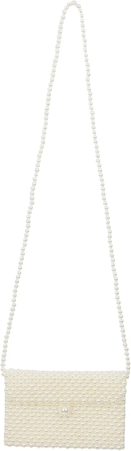 Sparkly Cell Phone Bag White Evening Bag Pearl Handbags for Women Clutch Purse