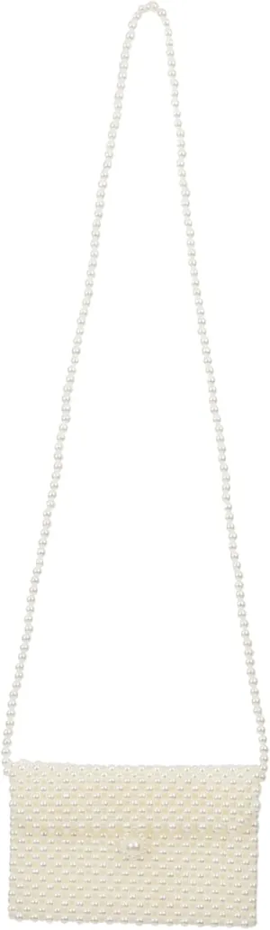 Sparkly Cell Phone Bag White Evening Bag Pearl Handbags for Women Clutch Purse