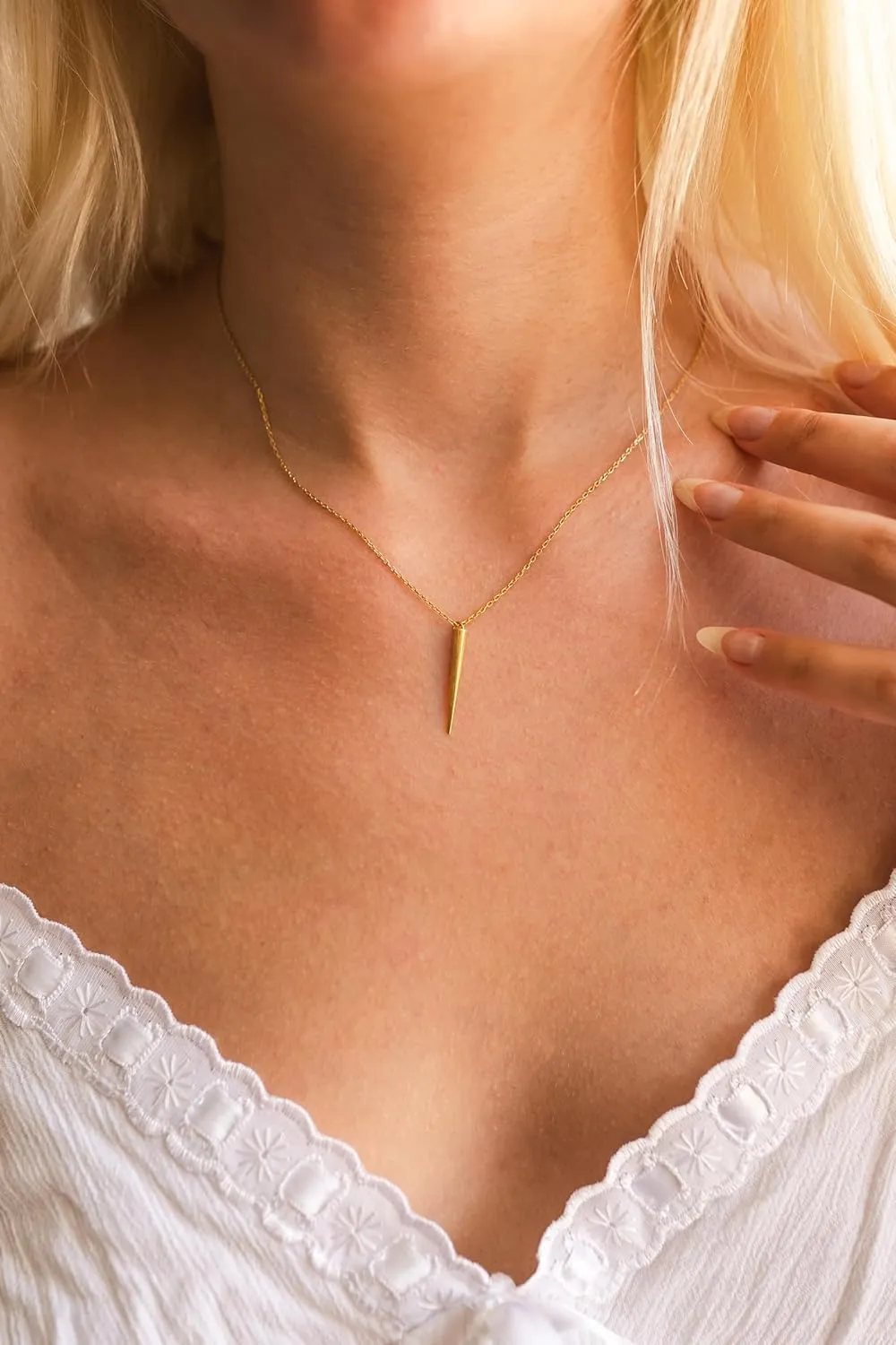 Spike Necklace, Spike Pendant, Throne Necklace, Throne Pendant, 925 Silver Jewelry, Handmade Jewelry, Minimalist Jewelry, Silver Necklace, Gift for Her (Gold)