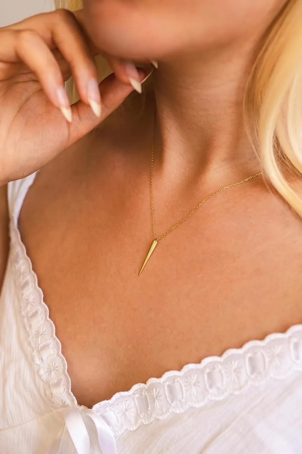 Spike Necklace, Spike Pendant, Throne Necklace, Throne Pendant, 925 Silver Jewelry, Handmade Jewelry, Minimalist Jewelry, Silver Necklace, Gift for Her (Gold)