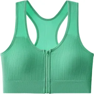 Sport Bras for Women Zip Up Front Closure Convenient Racerback Support Fitness Bra Breathable Running Flex Fit Bras