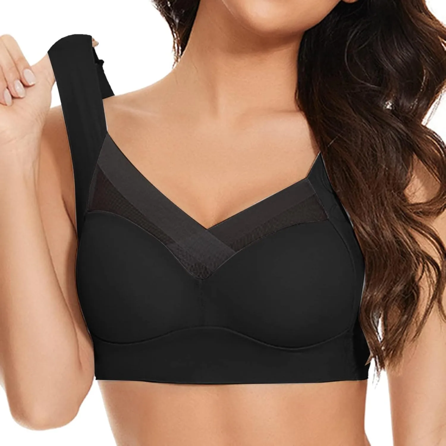 Sports Bras for Women Plus Size Full Coverage Support Bras No Underwire Lift Push Up Bra Seamless Gathering Bra