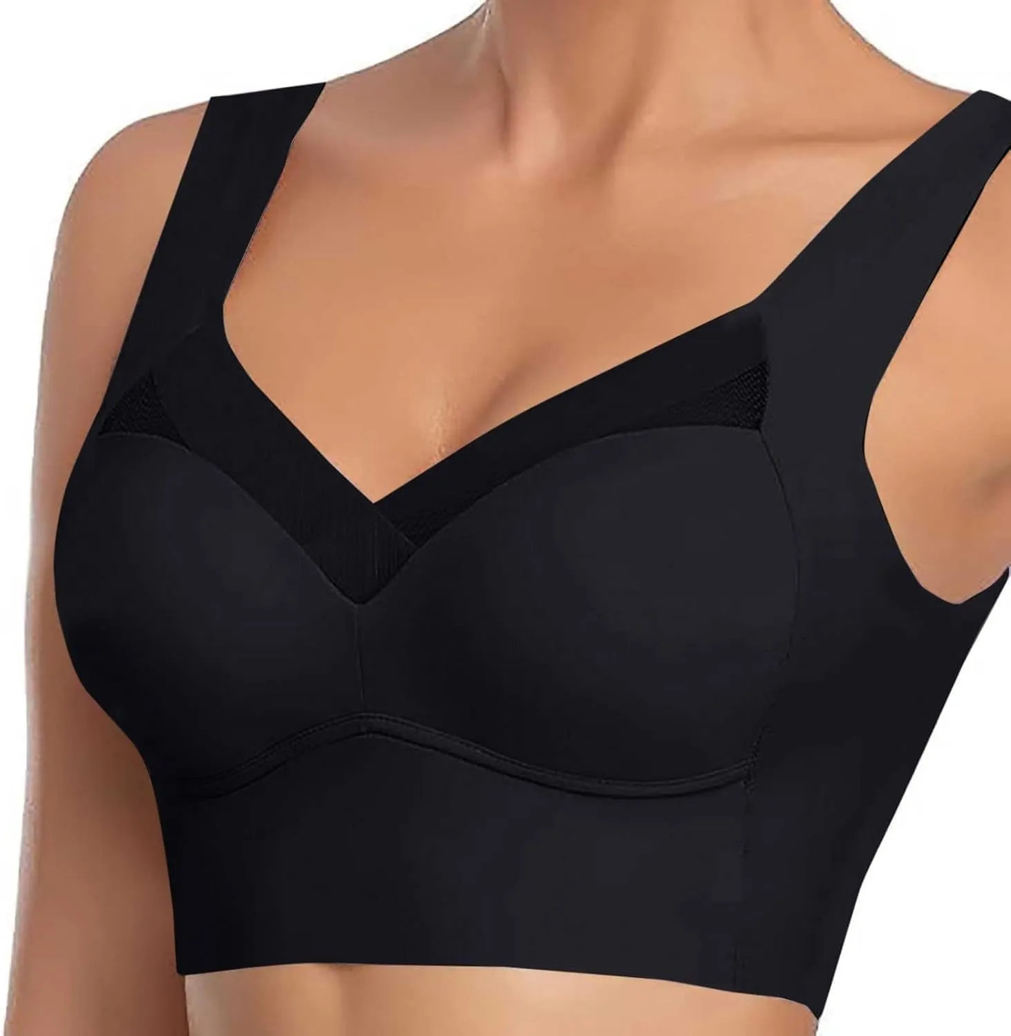 Sports Bras for Women Plus Size Full Coverage Support Bras No Underwire Lift Push Up Bra Seamless Gathering Bra