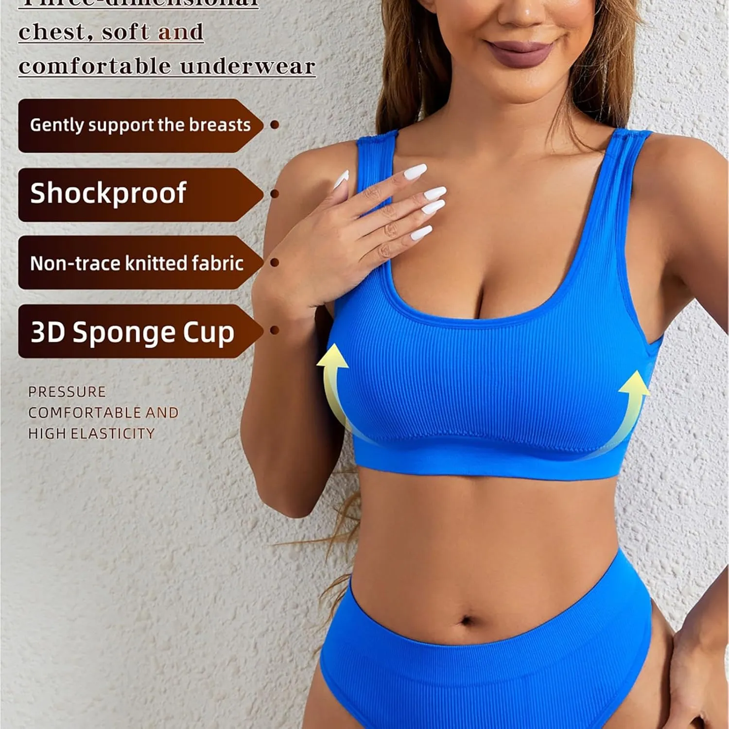 Sports Bras for Women Square Neck Yoga Wireless Bra Padded Crop Top Wireless Racerback Sports Bra