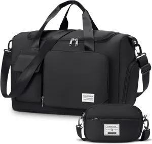 Sports Gym Bag with Shoes Compartment, Travel Duffle Bag Weekender Bags for Women with Toiletry Bag, Carry on Overnight Bag Gym Duffel Bag with Wet Pocket