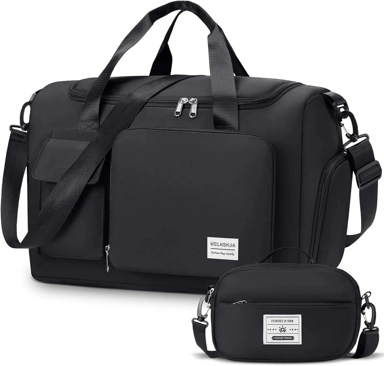 Sports Gym Bag with Shoes Compartment, Travel Duffle Bag Weekender Bags for Women with Toiletry Bag, Carry on Overnight Bag Gym Duffel Bag with Wet Pocket