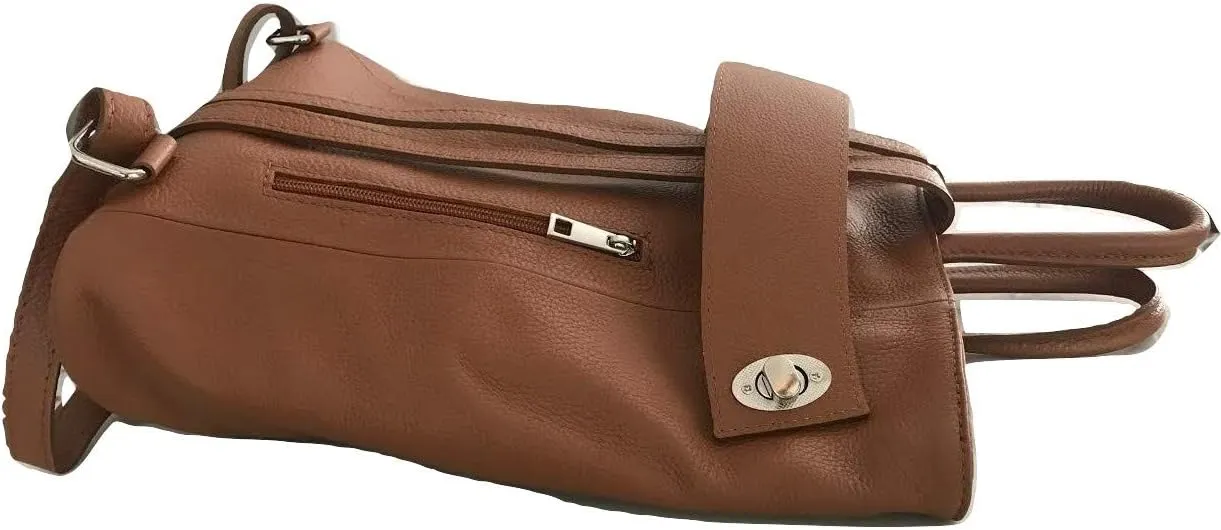 Stella Convertible Leather Backpack Purse  Casual Travel Tote Bag Cognac Tan
