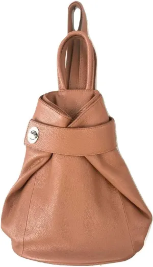 Stella Convertible Leather Backpack Purse  Casual Travel Tote Bag Cognac Tan
