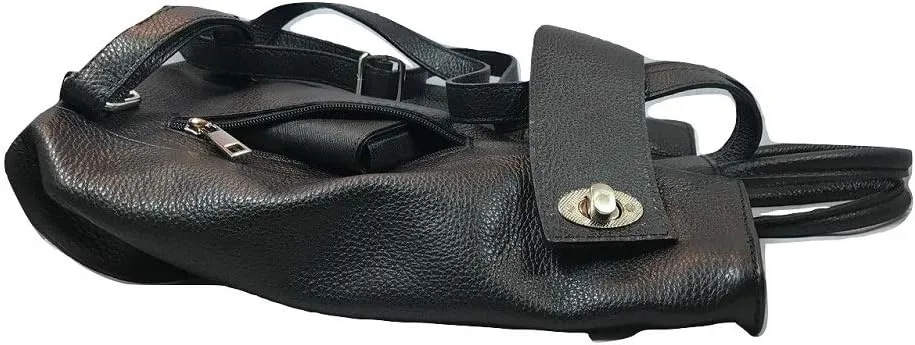 Stella Convertible Leather Backpack Purse  Casual Travel Tote Bag Dark Navy Blue