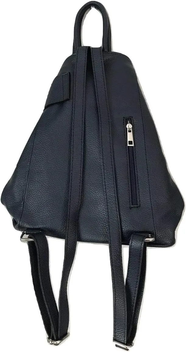 Stella Convertible Leather Backpack Purse  Casual Travel Tote Bag Dark Navy Blue