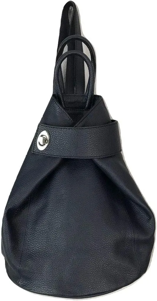 Stella Convertible Leather Backpack Purse  Casual Travel Tote Bag Dark Navy Blue