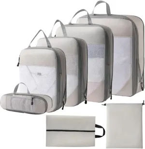 Storage Bag 1 Set Compression Packing Cubes Compressible Travel Packing Organizer for Carry on Suitcase (Beige)