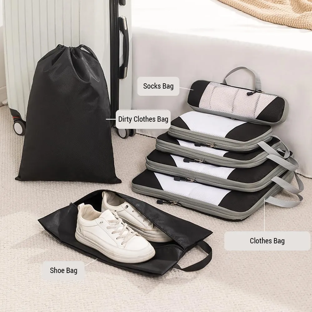 Storage Bag 1 Set Compression Packing Cubes Compressible Travel Packing Organizer for Carry on Suitcase (Beige)