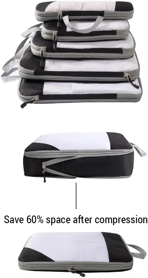 Storage Bag 1 Set Compression Packing Cubes Compressible Travel Packing Organizer for Carry on Suitcase (Beige)
