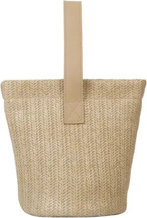 Straw Purses For Women 2025 Straw Bag Beach Tote Beach Bag Bucket Purse Tote Bag (Khaki)