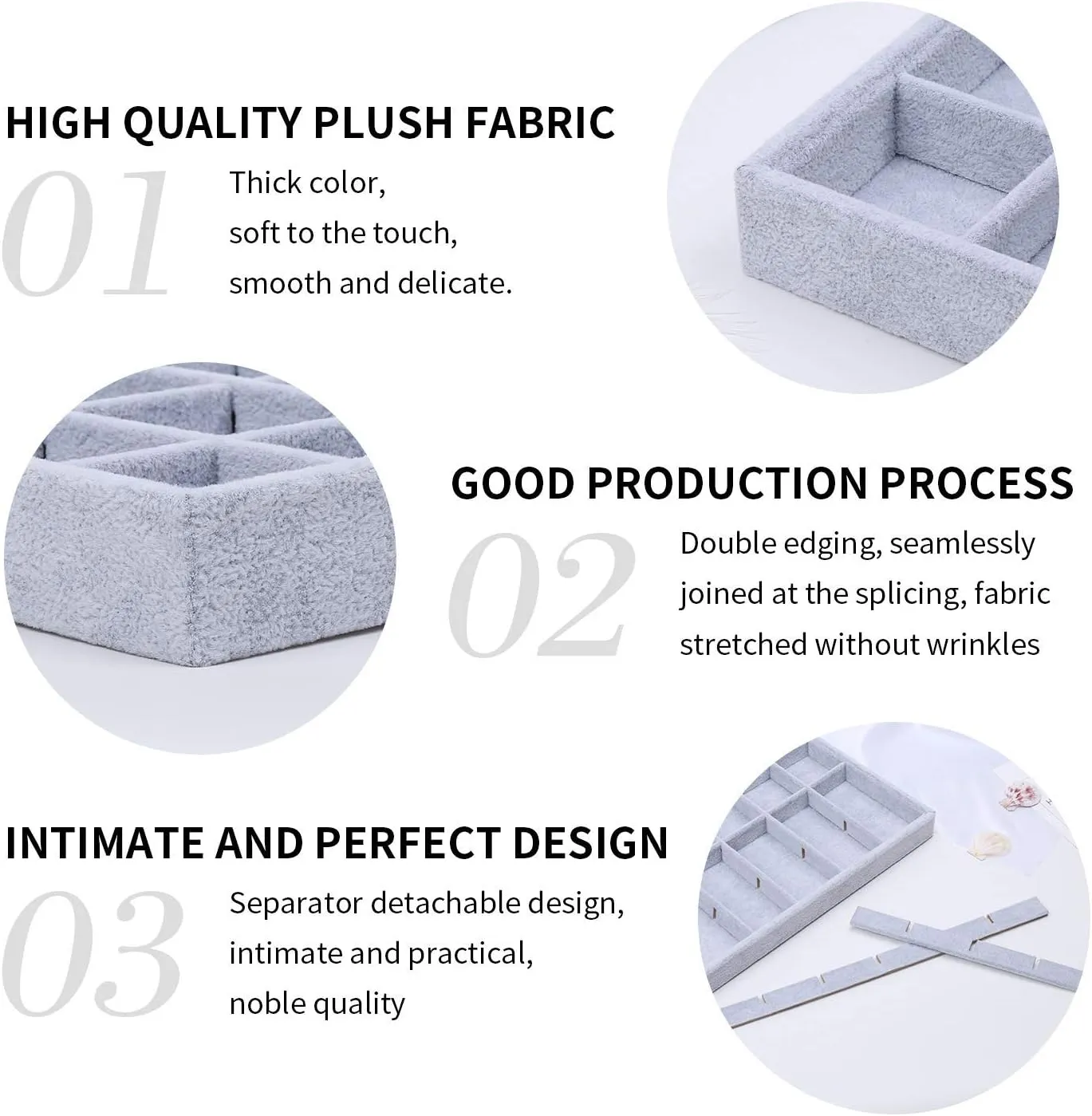 STYLIFING Jewelry Organizer Tray 24 Grids, Jewelry Display Case Stackable Velvet Jewelry Tray Ring Earring Necklace Storage Holder for Women,Grey