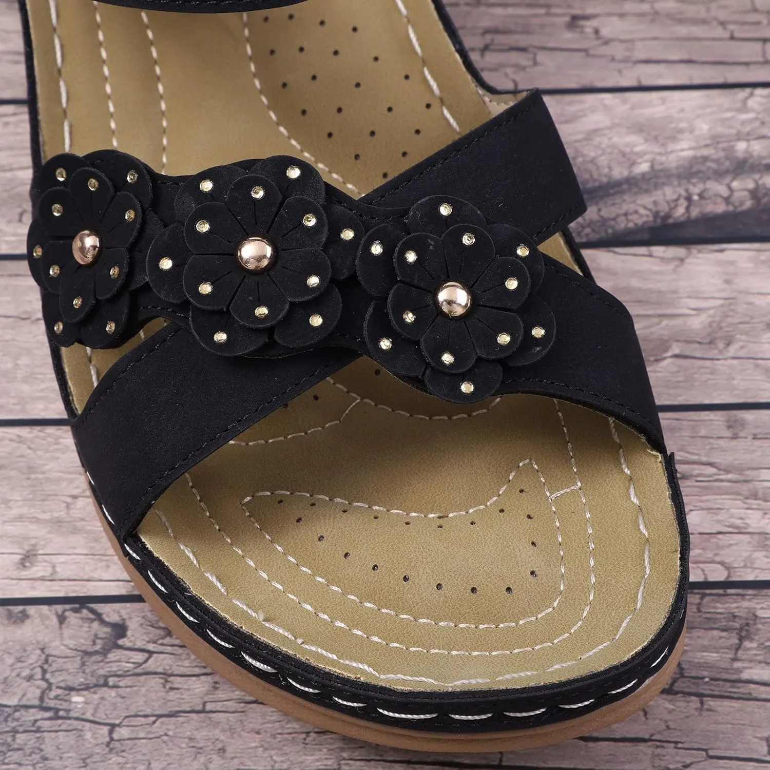 Summer Breathable Women Wedges Beach Flower Sandals Flowers Open Toe Comfortable Orthopedic Wedges Shoes 2025