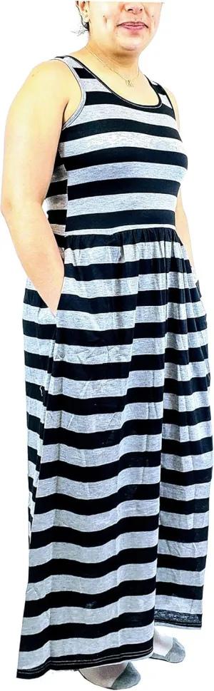 SUMONA Sleeveless Ankle Length Midi Maxi Dress with Pocket for Women