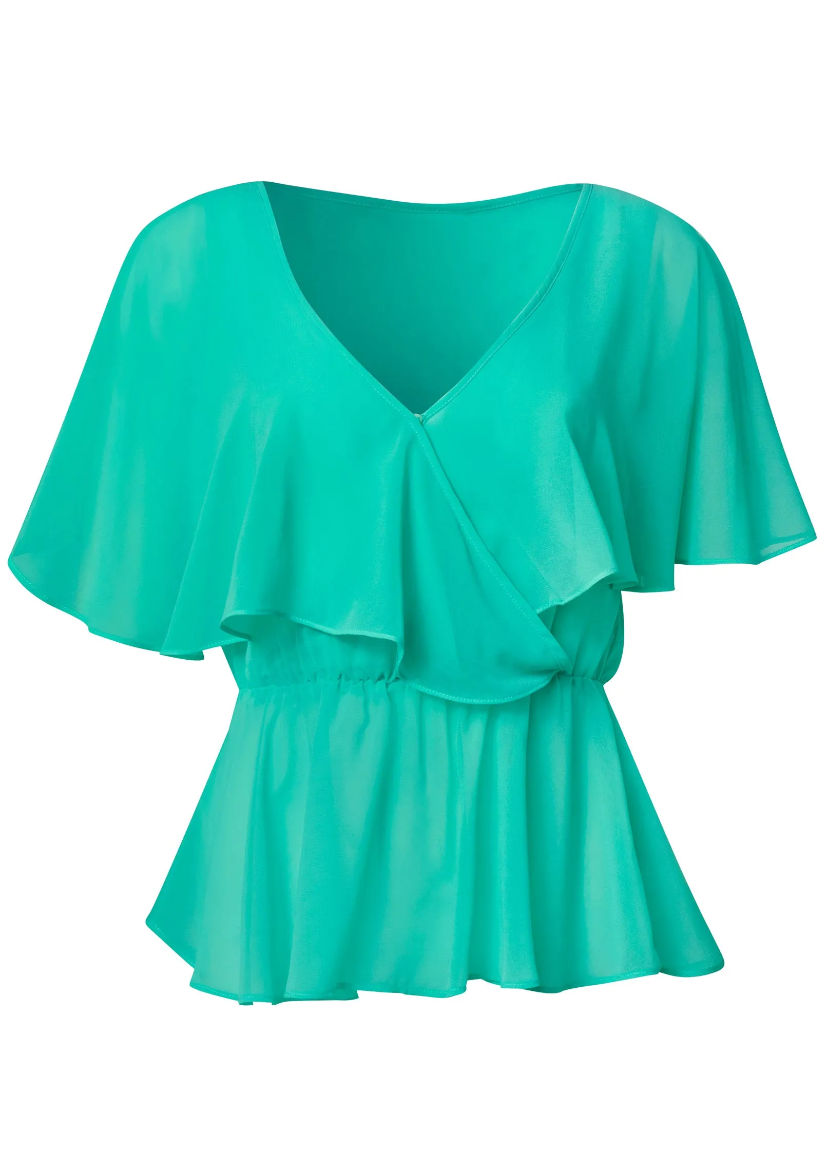 Surplice Chiffon Top - Turquoise