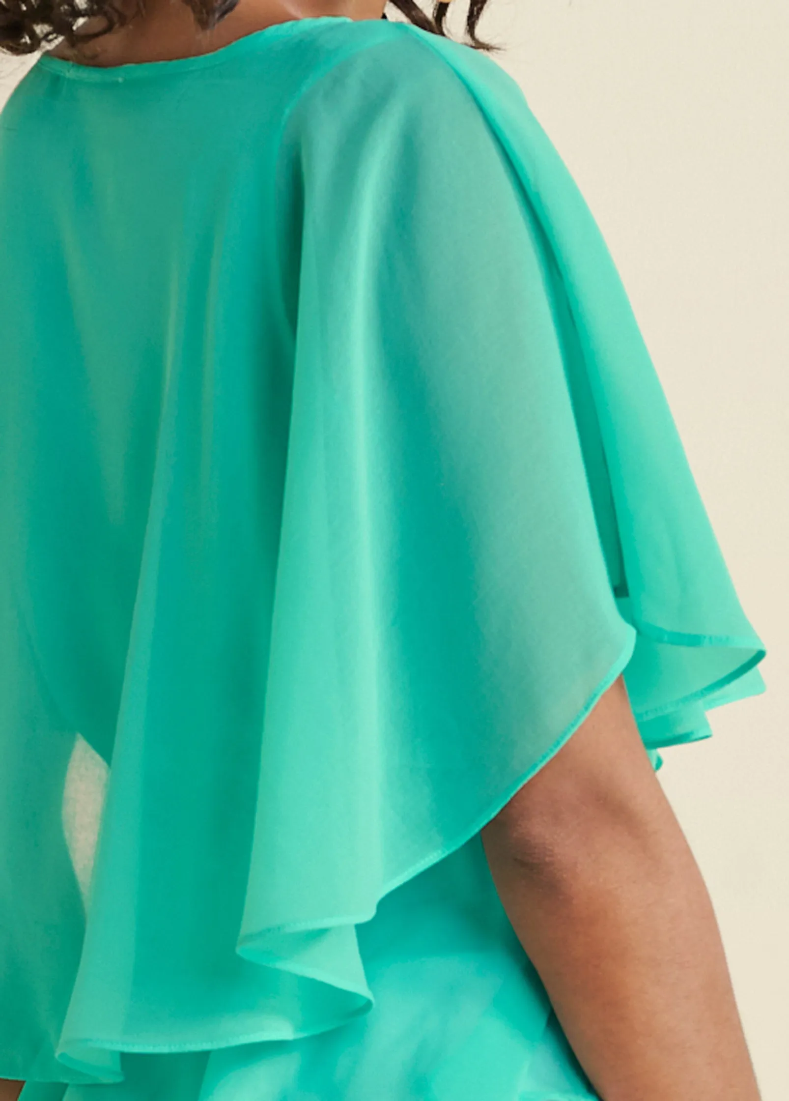 Surplice Chiffon Top - Turquoise