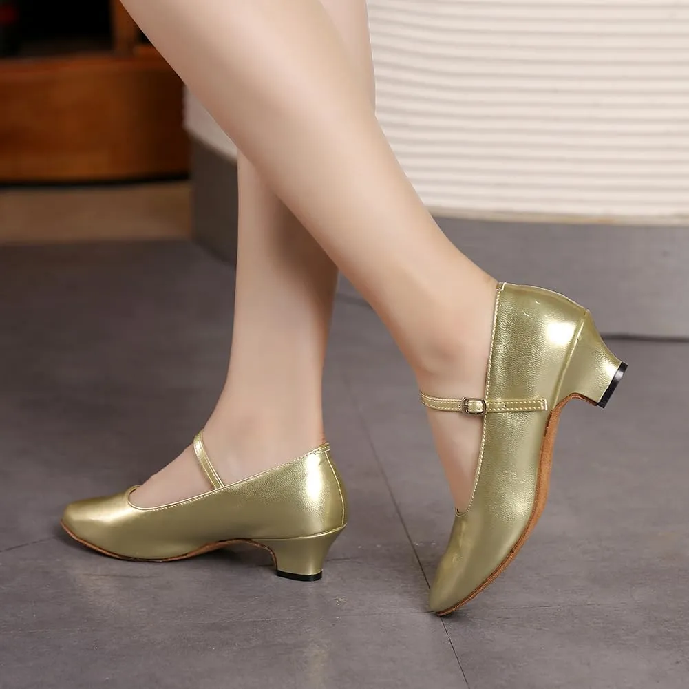 SWDZM Ballroom Dance Shoes Women Low Heel Closed Toe Latin Salsa Tango Character Dancing Shoes