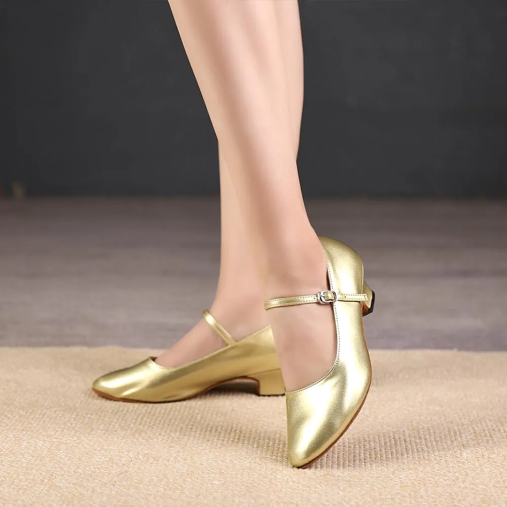 SWDZM Ballroom Dance Shoes Women Low Heel Closed Toe Latin Salsa Tango Character Dancing Shoes