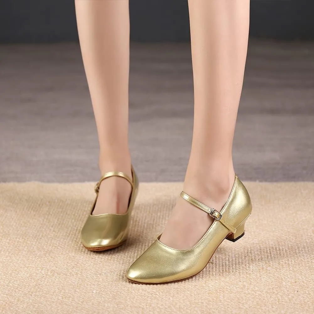 SWDZM Ballroom Dance Shoes Women Low Heel Closed Toe Latin Salsa Tango Character Dancing Shoes