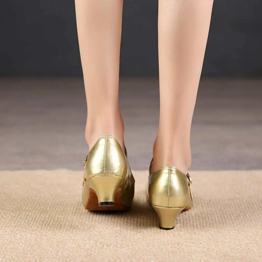 SWDZM Ballroom Dance Shoes Women Low Heel Closed Toe Latin Salsa Tango Character Dancing Shoes