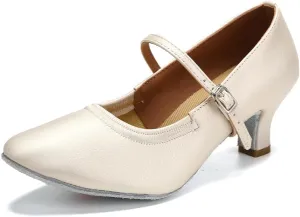 SWDZM Latin Ballroom Dance Shoes Women Closed Toe Character Tango Practice Dancing Shoes