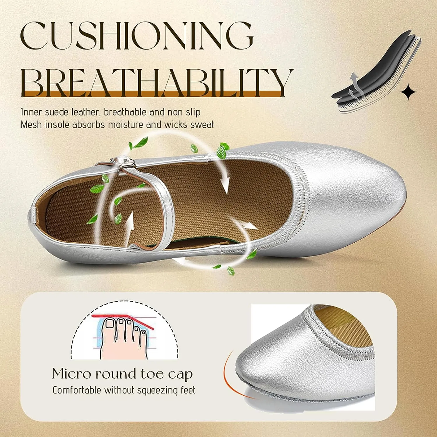 SWDZM Latin Ballroom Dance Shoes Women Closed Toe Character Tango Practice Dancing Shoes