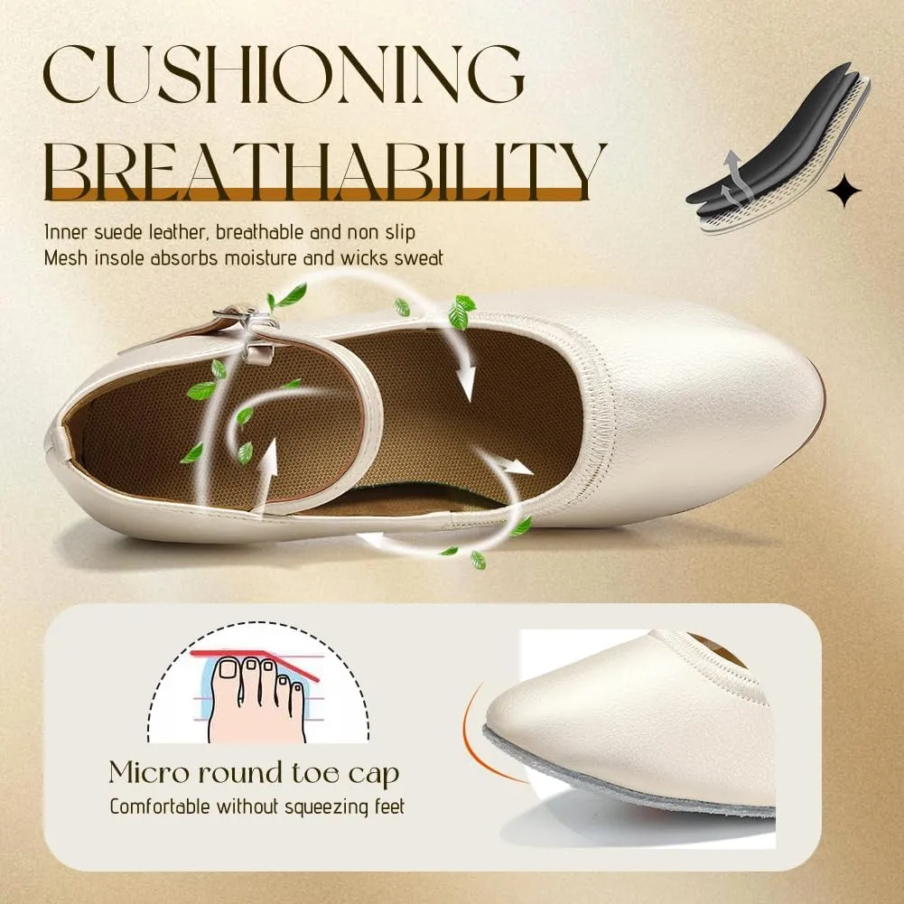 SWDZM Latin Ballroom Dance Shoes Women Closed Toe Character Tango Practice Dancing Shoes