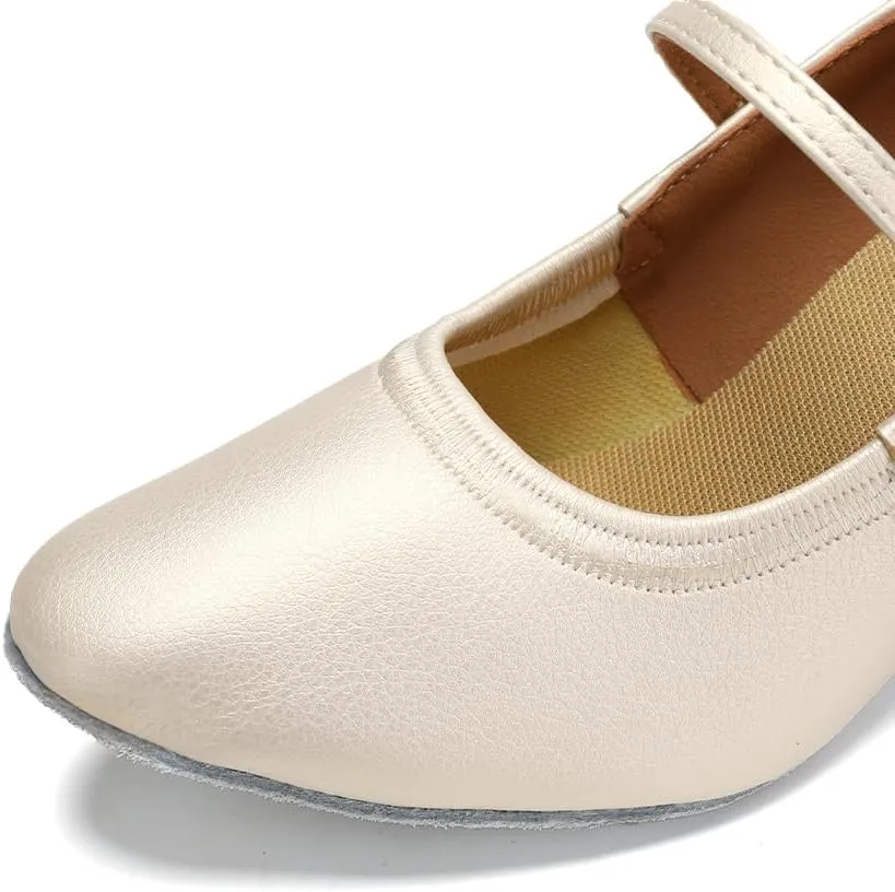 SWDZM Latin Ballroom Dance Shoes Women Closed Toe Character Tango Practice Dancing Shoes