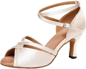 SWDZM Open Toe Latin Dance Shoes Women Low Heels Tango Salsa Ballroom Shoes