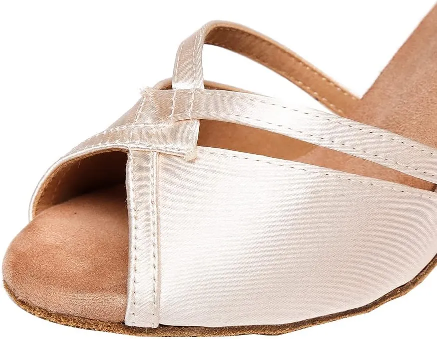 SWDZM Open Toe Latin Dance Shoes Women Low Heels Tango Salsa Ballroom Shoes