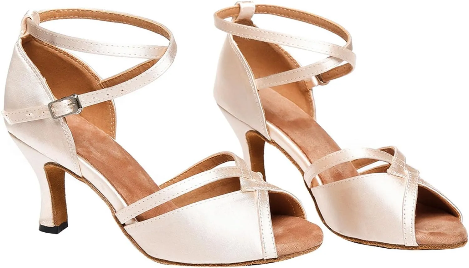 SWDZM Open Toe Latin Dance Shoes Women Low Heels Tango Salsa Ballroom Shoes