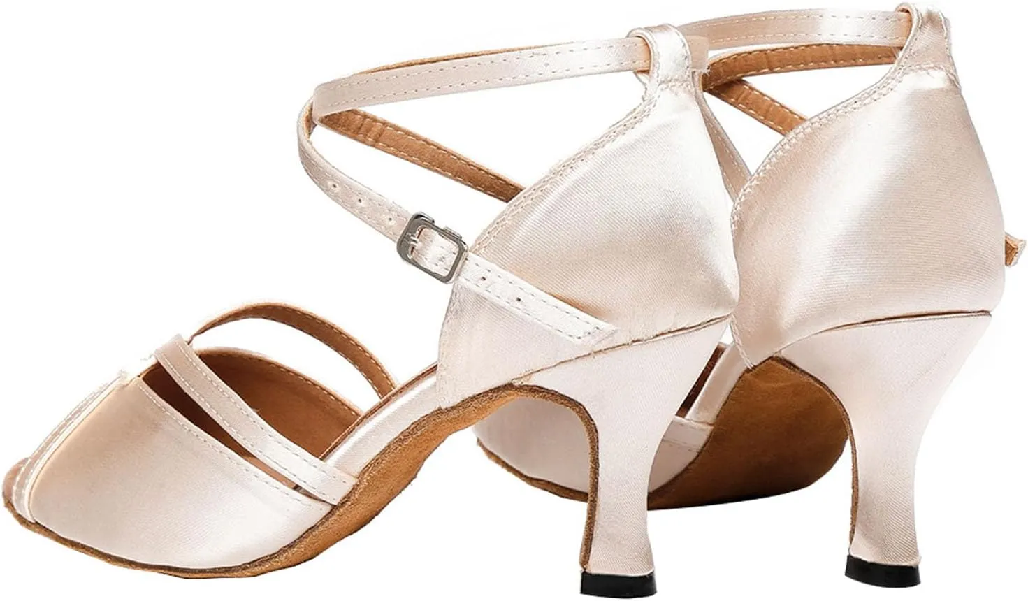 SWDZM Open Toe Latin Dance Shoes Women Low Heels Tango Salsa Ballroom Shoes