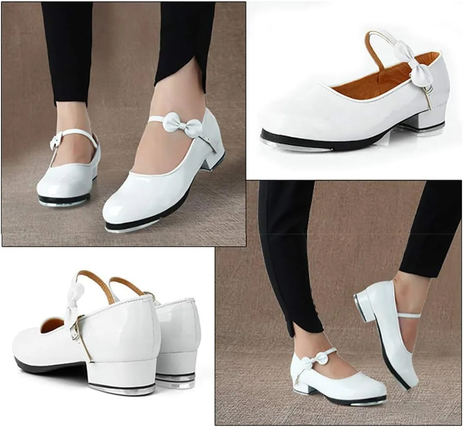 SWDZM Women's & Girl's Jazz Tap Dance Shoes Tap-Flex Patent Leather Tap Shoe,WX-208