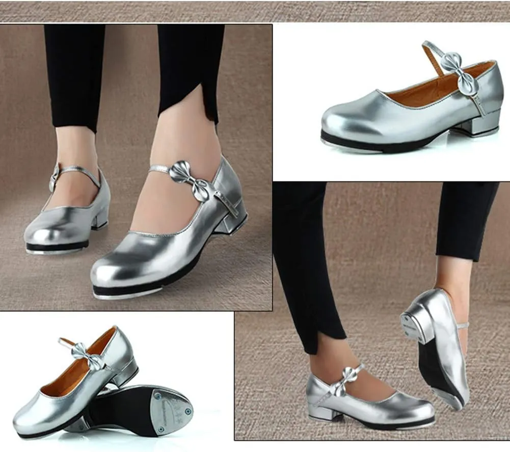 SWDZM Women's & Girl's Jazz Tap Dance Shoes Tap-Flex Patent Leather Tap Shoe,WX-208