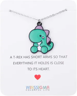 T-Rex Dinosaur Necklace, Stegosaurus Charm Necklace Dinosaur Jewelry Cute Animal Jewelry