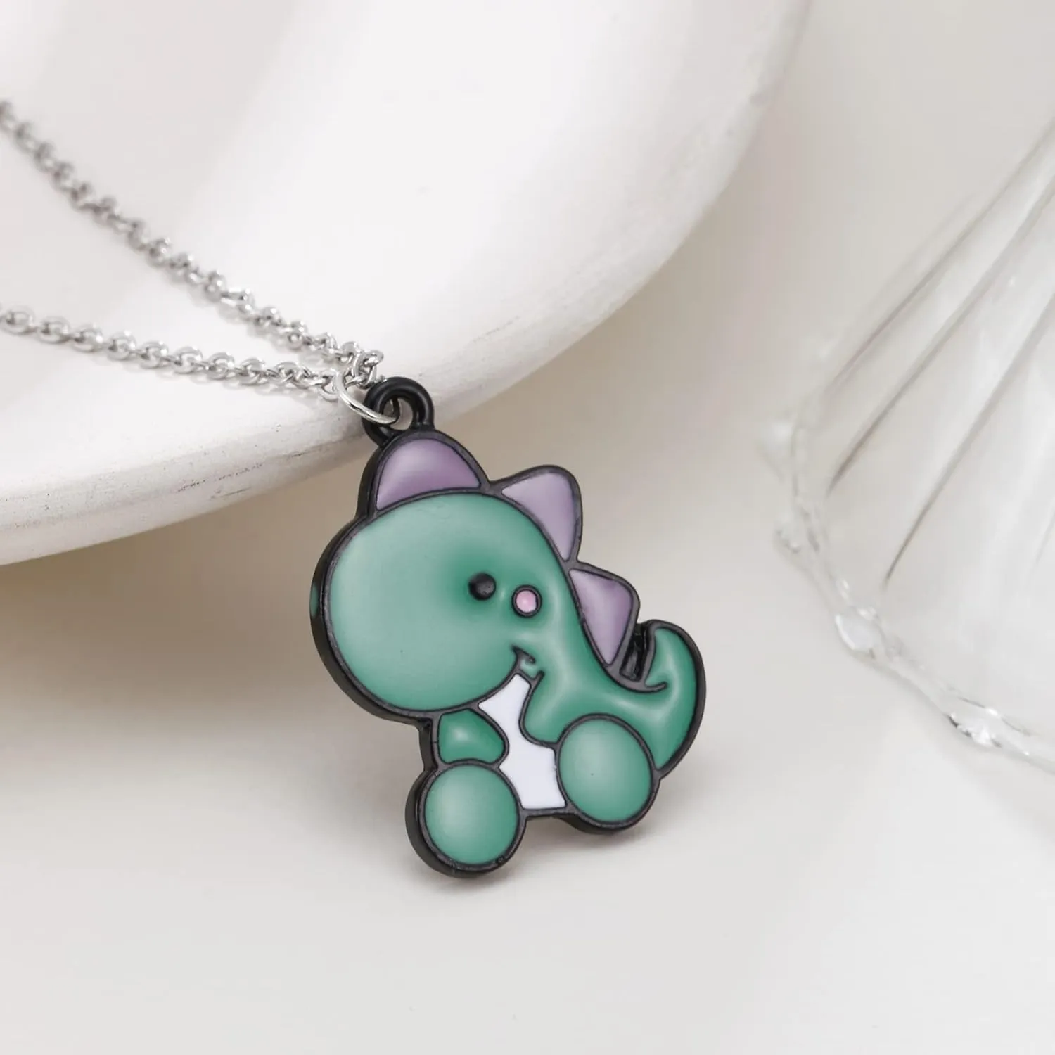 T-Rex Dinosaur Necklace, Stegosaurus Charm Necklace Dinosaur Jewelry Cute Animal Jewelry