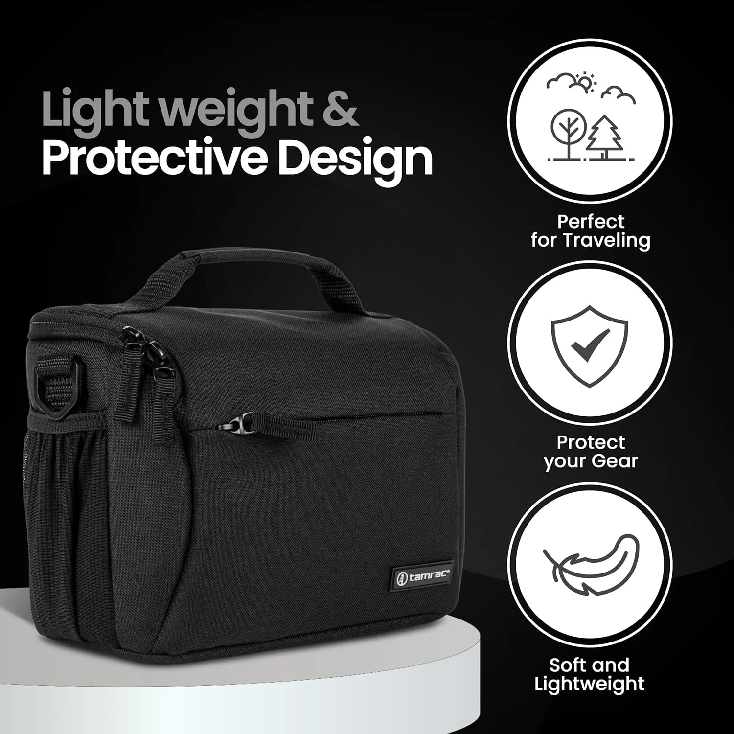 Tamrac Jazz 45 v2.0 Camera Bag for Photographers, Camera Case for Photography Accessories, Shoulder Bag for DSLR and Mirrorless Cameras, Crossbody Camera Bag, Travel Camera Carrying Case  Black