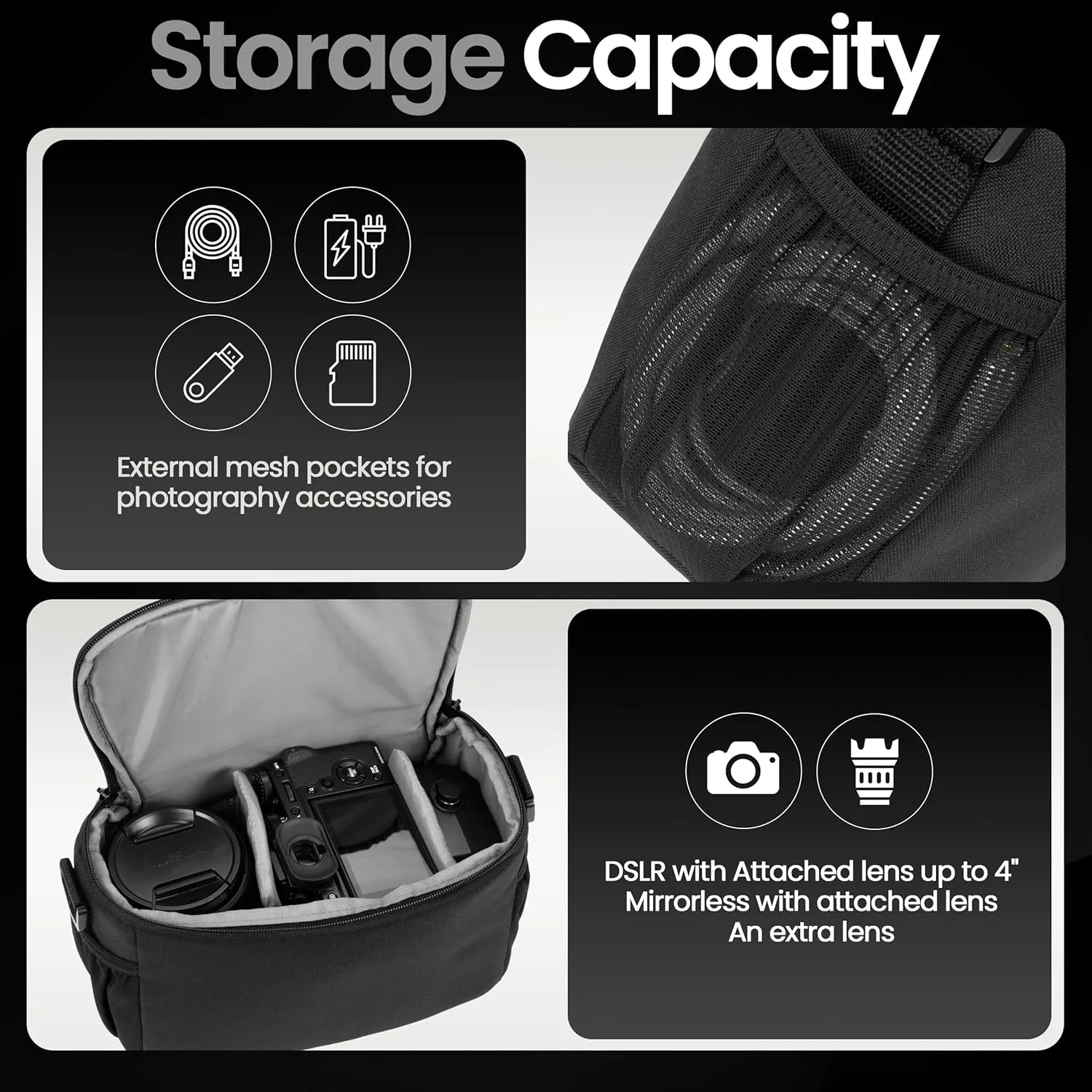 Tamrac Jazz 45 v2.0 Camera Bag for Photographers, Camera Case for Photography Accessories, Shoulder Bag for DSLR and Mirrorless Cameras, Crossbody Camera Bag, Travel Camera Carrying Case  Black