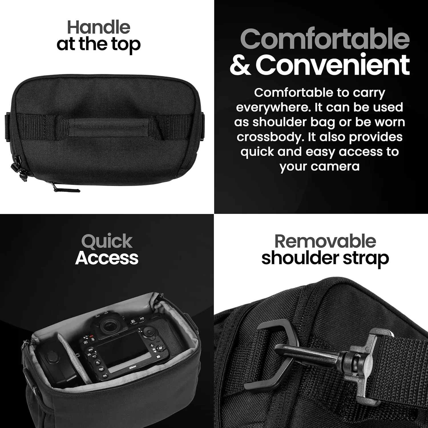 Tamrac Jazz 45 v2.0 Camera Bag for Photographers, Camera Case for Photography Accessories, Shoulder Bag for DSLR and Mirrorless Cameras, Crossbody Camera Bag, Travel Camera Carrying Case  Black