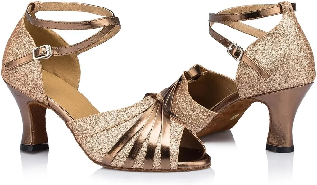 TDA Women's Peep Toe Knot Satin Fashion Salsa Tango Ballroom Latin Modern Dance Wedding Shoes