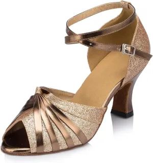 TDA Women's Peep Toe Knot Satin Fashion Salsa Tango Ballroom Latin Modern Dance Wedding Shoes