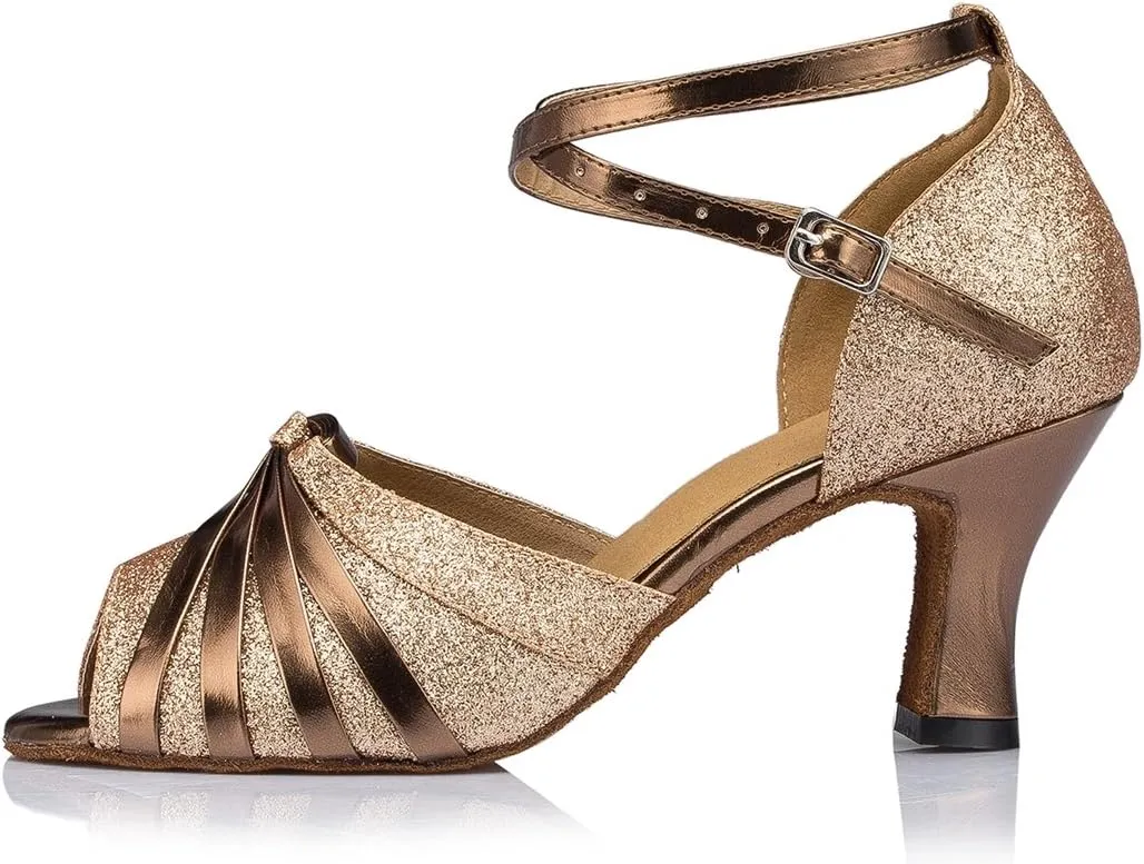 TDA Women's Peep Toe Knot Satin Fashion Salsa Tango Ballroom Latin Modern Dance Wedding Shoes